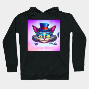 Alice in Wonderland Cheshire cat floating on pink clouds Hoodie